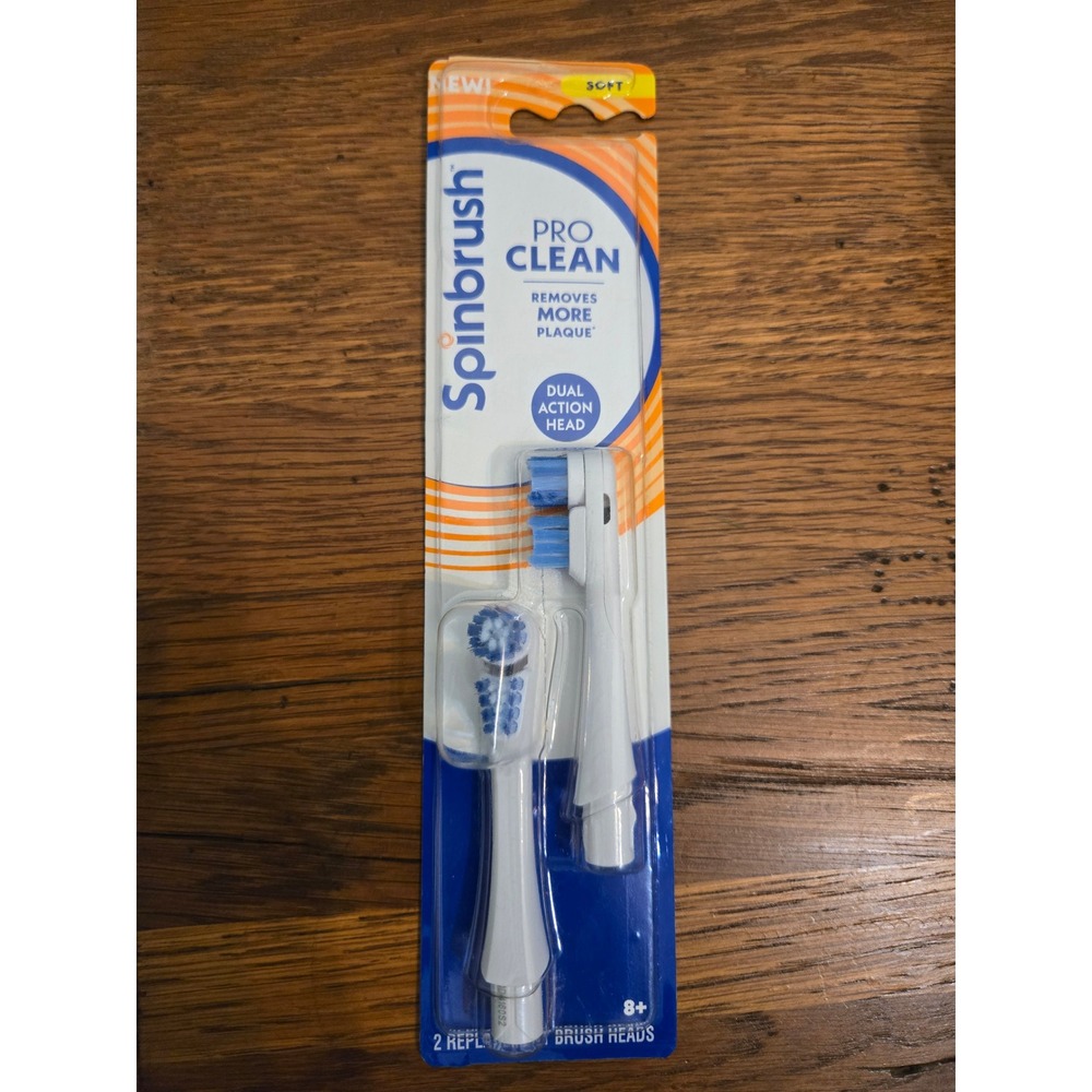 Spinbrush Pro Clean Replacement Brush Heads 2-Pack Soft Dual Action Head White